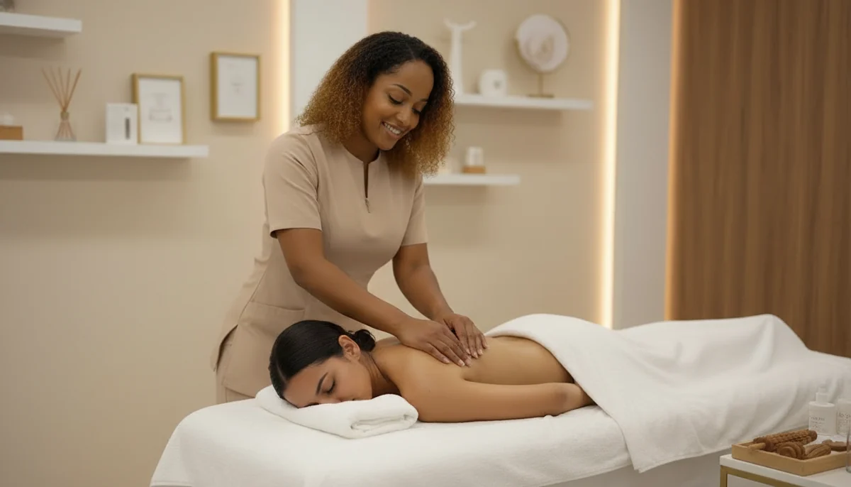 Illustration d’un massage manuel dans une ambiance apaisante